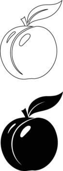 Apple fruit icon in outline and silhouette style with a stem and leaf vector