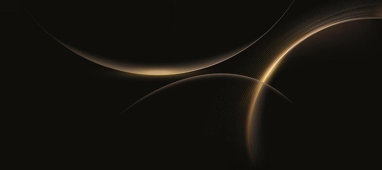 Abstract gold glow curve lines on dark brown background vector