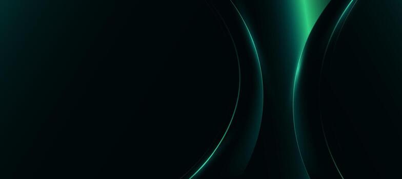 Abstract teal green glow curve lines on dark background vector