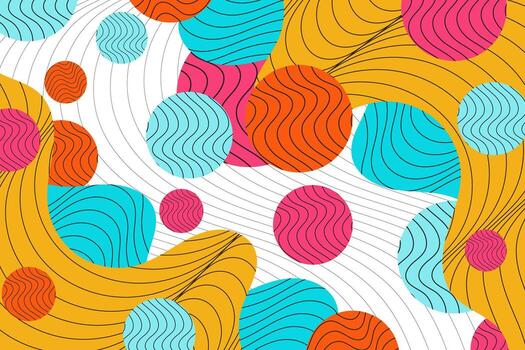Abstract Circles Wavy lines Organic shapes Colorful Modern Fluid Dynamic Playful Bright background flat Abstract art Geometric shapes Round shapes Curved lines Decorative Contemporary Artistic Creativ vector
