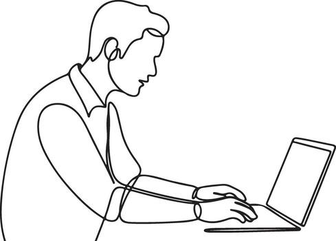 Man using laptop computer illustration vector