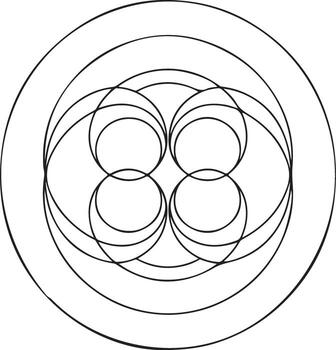 Abstract Concentric Circle and Geometric Interlocking Pattern vector