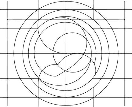 A drawing of a circle with a line through it vector