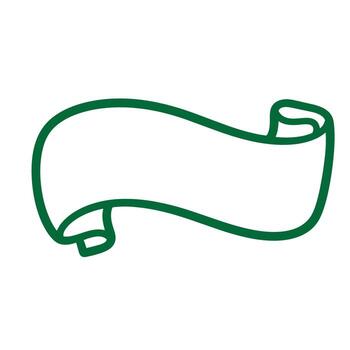 Green doodle banner scroll ribbon isolated on white background for text or message vector