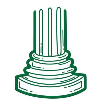 Elegant green column base illustrative doodle for conceptual architecture and design projects vector