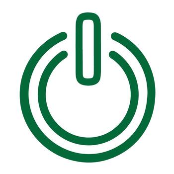 Green doodle power button icon on white background for digital interface design elements vector