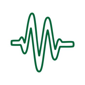 sencillo verde garabatear de un forma de onda representando sonido legumbres o señal visualización vector