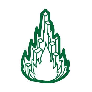 sencillo verde fuego garabatear con resumen cubo formas aislado en blanco antecedentes vector