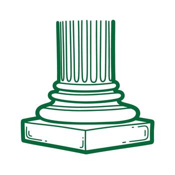 Simple green doodle illustration of an ancient column base architecture element vector