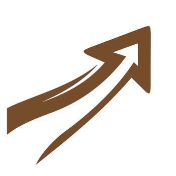 Brown hand drawn arrow pointing upwards on white background for business and design projects vector