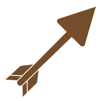 Brown angled arrow icon depicting direction or pointer in a simple vintage art style vector