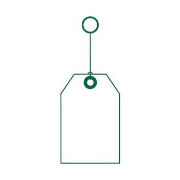 Simple green hanging tag outline design against white background for business and design projects vector