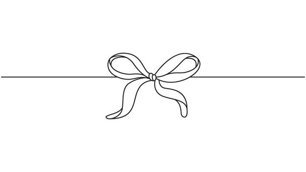 Elegant minimalist line drawing of a bow tied around a string, isolated on white vector