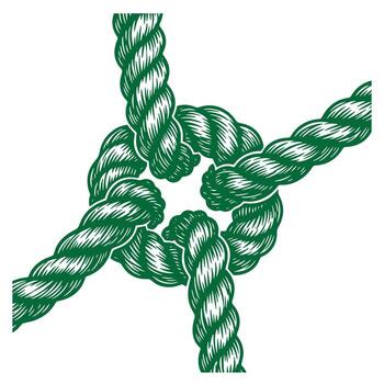 Intertwined green rope illustration representing connection unity and teamwork conceptual art vector