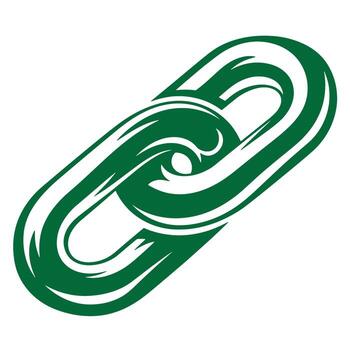 Green chain link isolated on white background symbolizing connection and strength art vector