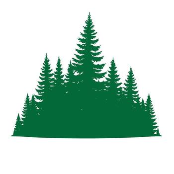 Silhouette of a green forest coniferous trees art design on a white background vector