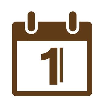Simple brown calendar icon with the number one representing day or date significance vector