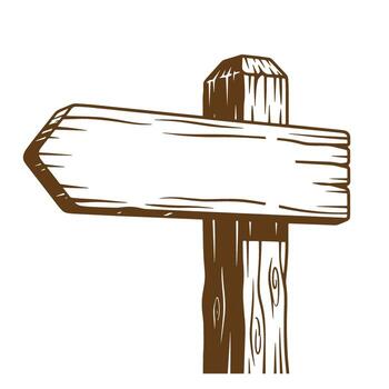 de madera direccional firmar con vacío flecha puntero en marrón ilustración para conceptos vector