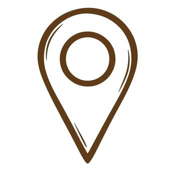 Hand drawn brown map pin pointer location marker illustration icon on a white background vector