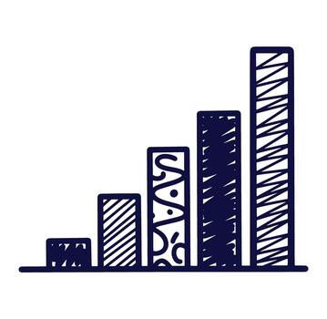 Hand drawn rising bar graph illustrating business growth and data analysis concepts vector