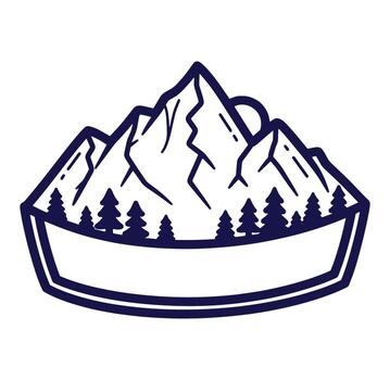 illustration of a mountain range with pine trees and space for text or a logo vector