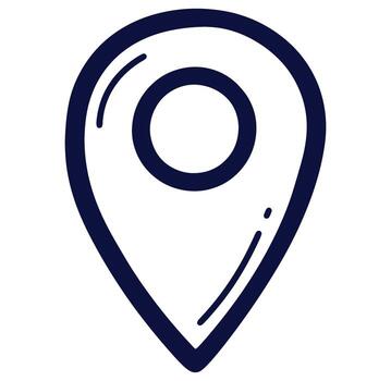 Simple hand-drawn location pin icon illustrating navigation and digital mapping concepts vector