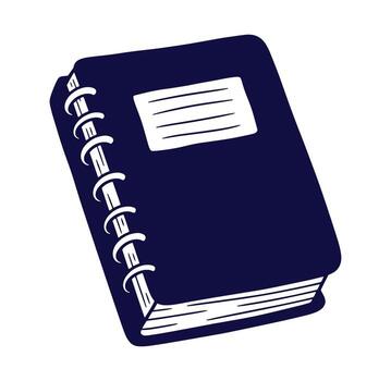 A dark blue notebook with white spiral binding isolated on a white background vector