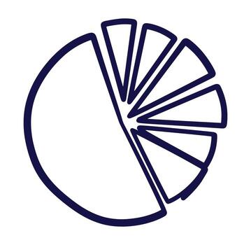 Simple hand drawn pie chart showing data distribution in graphic style vector