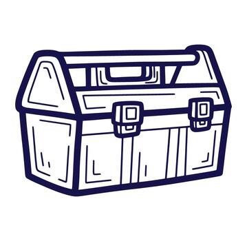 A simple cartoon style tool box with handle and clasps isolated on white background vector