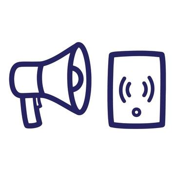 Simple illustration of megaphone and smart device representing communication and wireless technology vector