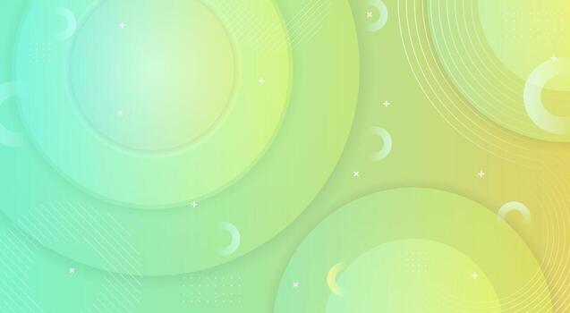 Bright yellow green background with circular bubbles and gradient light vector