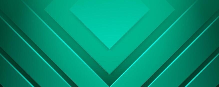 Teal green geometric background with chevron pattern and layered gradient vector