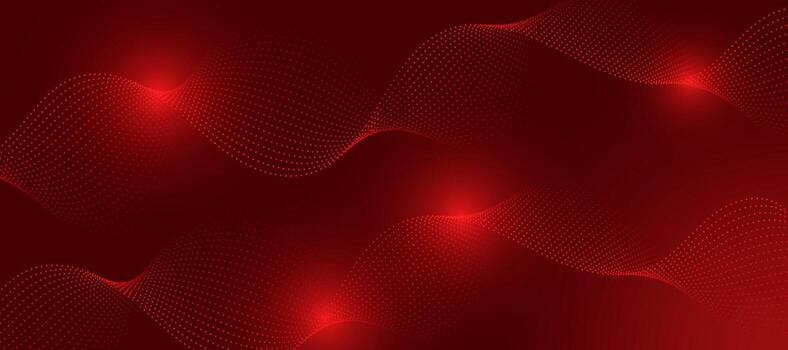 Abstract red wave background with glowing dots and soft light motion vector