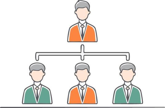 Organization Chart Illustration Showing Hierarchy of Authority and Business Structure in a Team vector