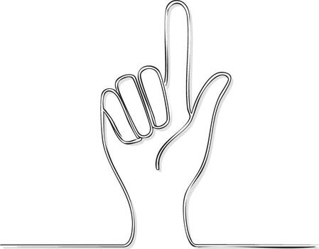 soltero línea dibujo de un mano con índice dedo señalando hacia arriba indicando uno o dirección vector