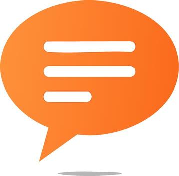 Orange Speech Bubble Icon with Text Lines Symbol for Communication Interface and Dialogue Design vector