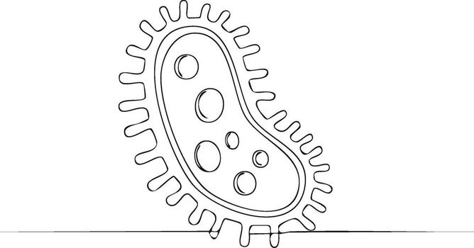 Continuous one line drawing of a bacterium or microbe cell. Minimalist abstract line art illustration. vector