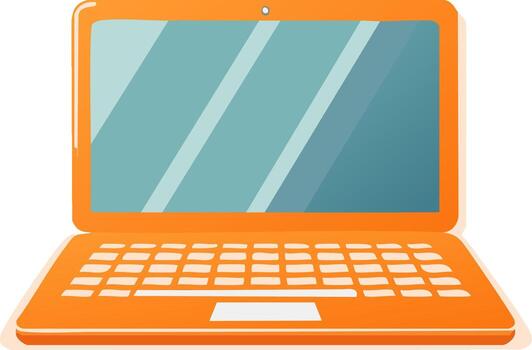 Open Orange Laptop Computer with Screen and Keyboard Illustration vector