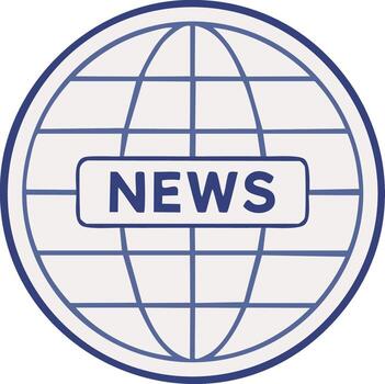 Globe World Map Grid with News Text International Information Update Simple Icon vector