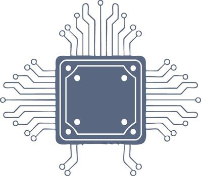 Stylized Microchip Processor Technology Illustration Connectivity Circuitry vector