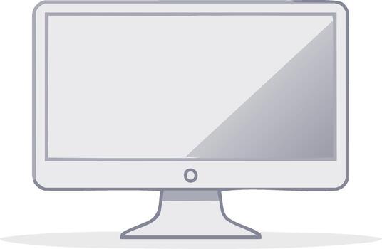 limpiar línea Arte computadora monitor mostrando un ligero gris pantalla con sutil reflexiones vector
