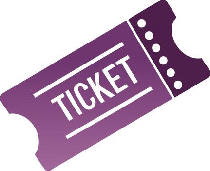 púrpura degradado boleto con 'boleto' texto y perforado borde vector
