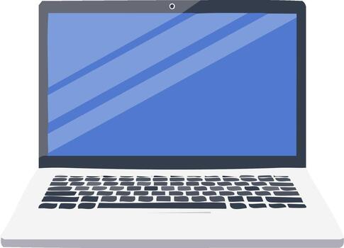 Modern Laptop Computer Open Keyboard Screen Display Simple Flat Design vector