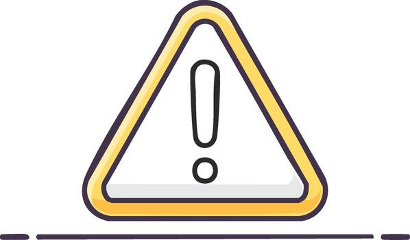 Alert symbol within a yellow triangle, caution icon or warning sign with exclamation point vector