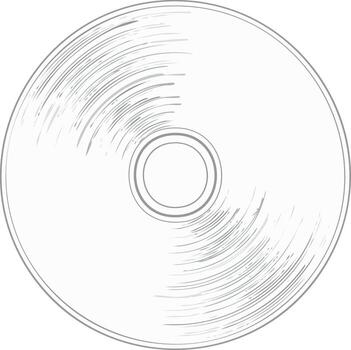 Hand-drawn sketch of a compact disc with concentric circles and etched grooves vector