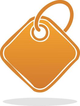 Orange rhombus tag with loop and subtle shadow vector