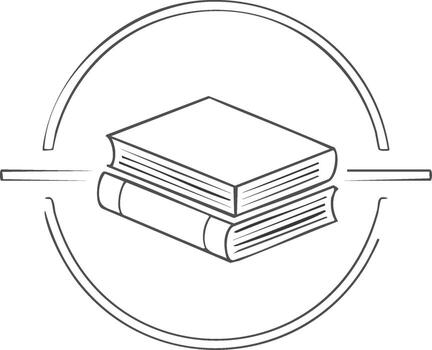 libro icono con circular marco, minimalista estilo representación de apilado libros de texto, conocimiento y aprendizaje conceptos vector