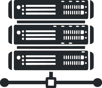 ilustración de estante montado servidores representando datos almacenamiento y red infraestructura componentes en un minimalista estilo vector