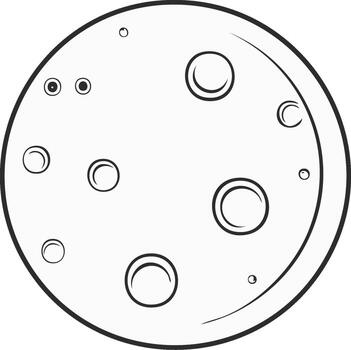 Stylized full moon with craters in a simple outline drawing style vector