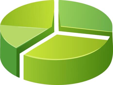 Three Dimensional Green Pie Chart Representing Data Statistics and Business Growth vector